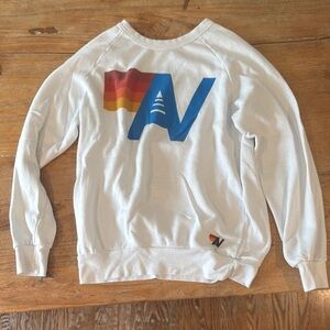White Sweater with Multicolor Logo